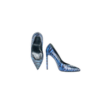 Load image into Gallery viewer, Yves Saint Laurent Heels Blue Zebra Print - IWONA-B
