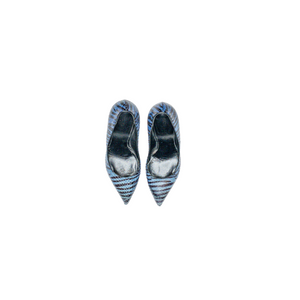 Yves Saint Laurent Heels Blue Zebra Print - IWONA-B