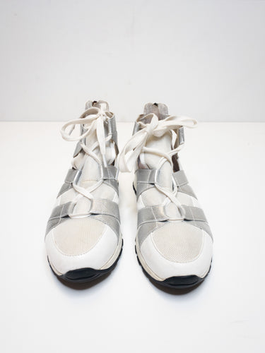 Minx Boutique ankle height sneakers in white & silver - IWONA-B